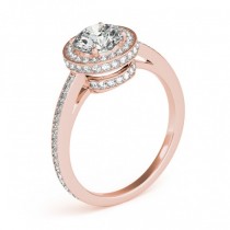 Two-Tier & Halo Round Cut Engagement Ring 14k Rose Gold (1.50ct)