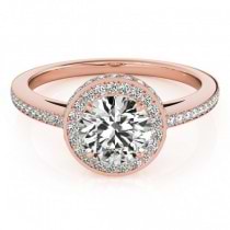 Two-Tier & Halo Round Cut Engagement Ring 14k Rose Gold (1.50ct)