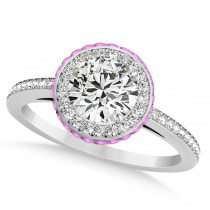 Diamond & Pink Sapphire Gemstone Engagement Ring 14k White Gold 1.50ct