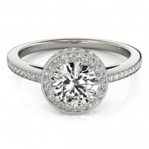 Two-Tier & Halo Round Cut Engagement Ring 14k White Gold (1.50ct)