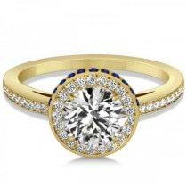Diamond Halo & Sapphire Gemstone Engagement Ring 14k Yellow Gold 1.50ct