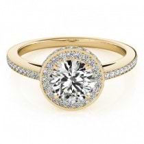Halo Diamond Engagement Ring Setting Shank Accents 14k Y. Gold 0.50ct