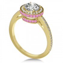 Diamond & Pink Sapphire Gemstone Engagement Ring 14k Yellow Gold 1.50ct