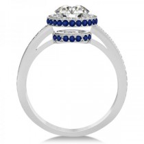 Diamond Halo Engagement Ring Blue Sapphire Accents Palladium (0.50ct)