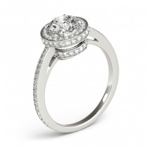 Halo Diamond Engagement Ring Setting Shank Accents Palladium 0.50ct