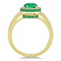 Oval Emerald & Diamond Halo Engagement Ring 14k Yellow Gold (1.76ct)