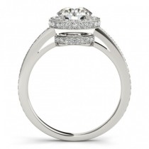 Oval Moissanite & Diamond Halo Engagement Ring 14k White Gold (1.71ct)