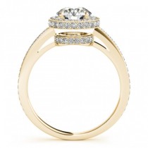 Oval Moissanite & Diamond Halo Engagement Ring 14k Yellow Gold (1.71ct)