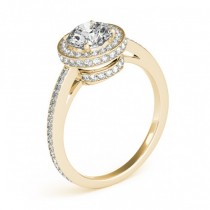 Oval Moissanite & Diamond Halo Engagement Ring 14k Yellow Gold (1.71ct)