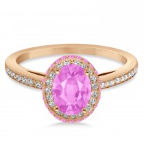 Oval Pink Sapphire & Diamond Halo Engagement Ring 14k Rose Gold (2.00ct)