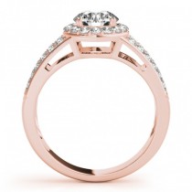 Diamond Split Shank Halo Engagement Ring 14k Rose Gold (1.50ct)