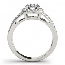 Diamond Split Shank Halo Engagement Ring 18k White Gold (1.50ct)