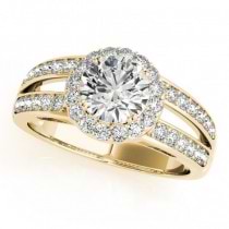 Diamond Split Shank Halo Bridal Ring Set 14k Yellow Gold (1.74ct)