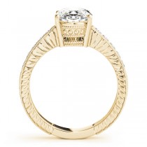Diamond Accented Oval Engagement Ring Setting 18k Yellow Gold 0.10ct