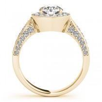 Vintage Milgrain Round Diamond Engagement Ring 14k Yellow Gold 1.75ct
