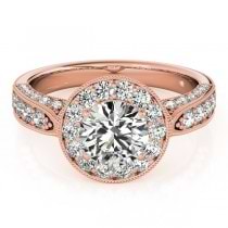 Vintage Milgrain Round Diamond Engagement Ring 18k Rose Gold (1.75ct)