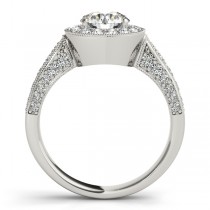 Vintage Milgrain Round Diamond Engagement Ring 18k White Gold (1.75ct)