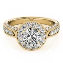 Vintage Milgrain Round Diamond Engagement Ring 18k Yellow Gold 1.75ct