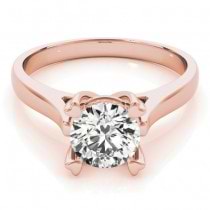 Solitaire Cathedral Prong-Set Engagement Ring Setting 18K Rose Gold