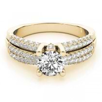 Diamond Accented Multi-Row Engagement Ring 14k Yellow Gold (1.23 ct)