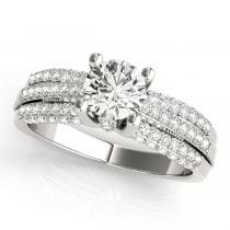Diamond Accented Multi-Row Engagement Ring 18k White Gold (1.23 ct)