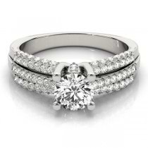 Diamond Accented Multi-Row Engagement Ring 18k White Gold (1.23 ct)