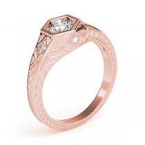 Diamond Antique Style Six Prong Engagement Ring 14k Rose Gold (0.37ct)