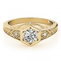 Diamond Antique Style Six Prong Engagement Ring 18k Yellow Gold (0.37ct)