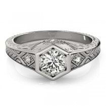 Diamond Antique Style Six Prong Engagement Ring Palladium (0.37ct)