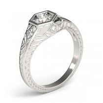 Diamond Antique Style Six Prong Engagement Ring Palladium (0.37ct)