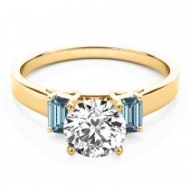 Trio Emerald Cut Aquamarine Engagement Ring 18k Yellow Gold (0.30ct)