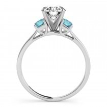 Trio Emerald Cut Blue Diamond Engagement Ring 14k White Gold (0.30ct)
