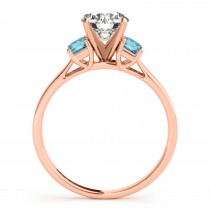 Trio Emerald Cut Blue Diamond Engagement Ring 18k Rose Gold (0.30ct)