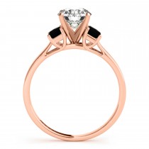 Trio Emerald Cut Black Diamond Engagement Ring 14k Rose Gold (0.30ct)