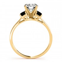 Trio Emerald Cut Black Diamond Engagement Ring 18k Yellow Gold (0.30ct)