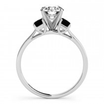 Trio Emerald Cut Black Diamond Engagement Ring Palladium (0.30ct)