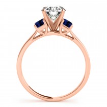 Trio Emerald Cut Blue Sapphire Engagement Ring 18k Rose Gold (0.30ct)