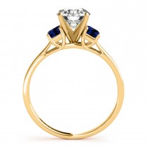 Trio Emerald Cut Blue Sapphire Engagement Ring 18k Yellow Gold (0.30ct)
