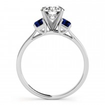 Trio Emerald Cut Blue Sapphire Engagement Ring Palladium (0.30ct)