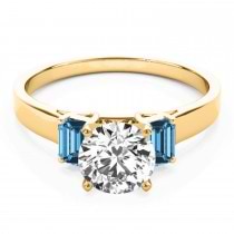 Trio Emerald Cut Blue Topaz Engagement Ring 18k Yellow Gold (0.30ct)
