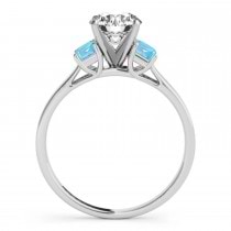 Trio Emerald Cut Blue Topaz Engagement Ring Platinum (0.30ct)