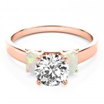 Trio Emerald Cut Opal Engagement Ring 18k Rose Gold (0.30ct)