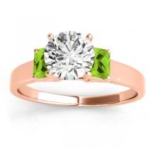 Trio Emerald Cut Peridot Engagement Ring 18k Rose Gold (0.30ct)