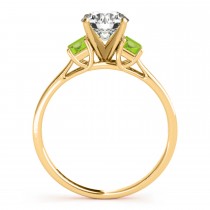 Trio Emerald Cut Peridot Engagement Ring 18k Yellow Gold (0.30ct)