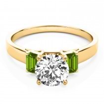 Trio Emerald Cut Peridot Engagement Ring 18k Yellow Gold (0.30ct)