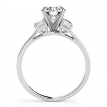 Trio Emerald Cut Diamond Engagement Ring Palladium (0.30ct)