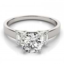 Trio Emerald Cut Diamond Engagement Ring Palladium (0.30ct)