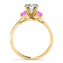 Trio Emerald Cut Pink Sapphire Engagement Ring 18k Yellow Gold (0.30ct)