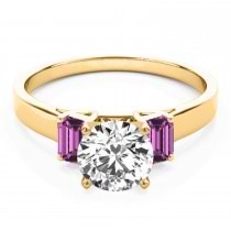 Trio Emerald Cut Pink Sapphire Engagement Ring 18k Yellow Gold (0.30ct)
