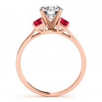 Trio Emerald Cut Ruby Engagement Ring 14k Rose Gold (0.30ct)